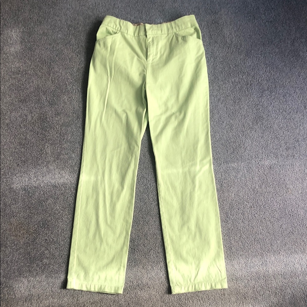 Light Green Straight-Leg Pants Women’s Size 6 Appleseeds Elastic Waist